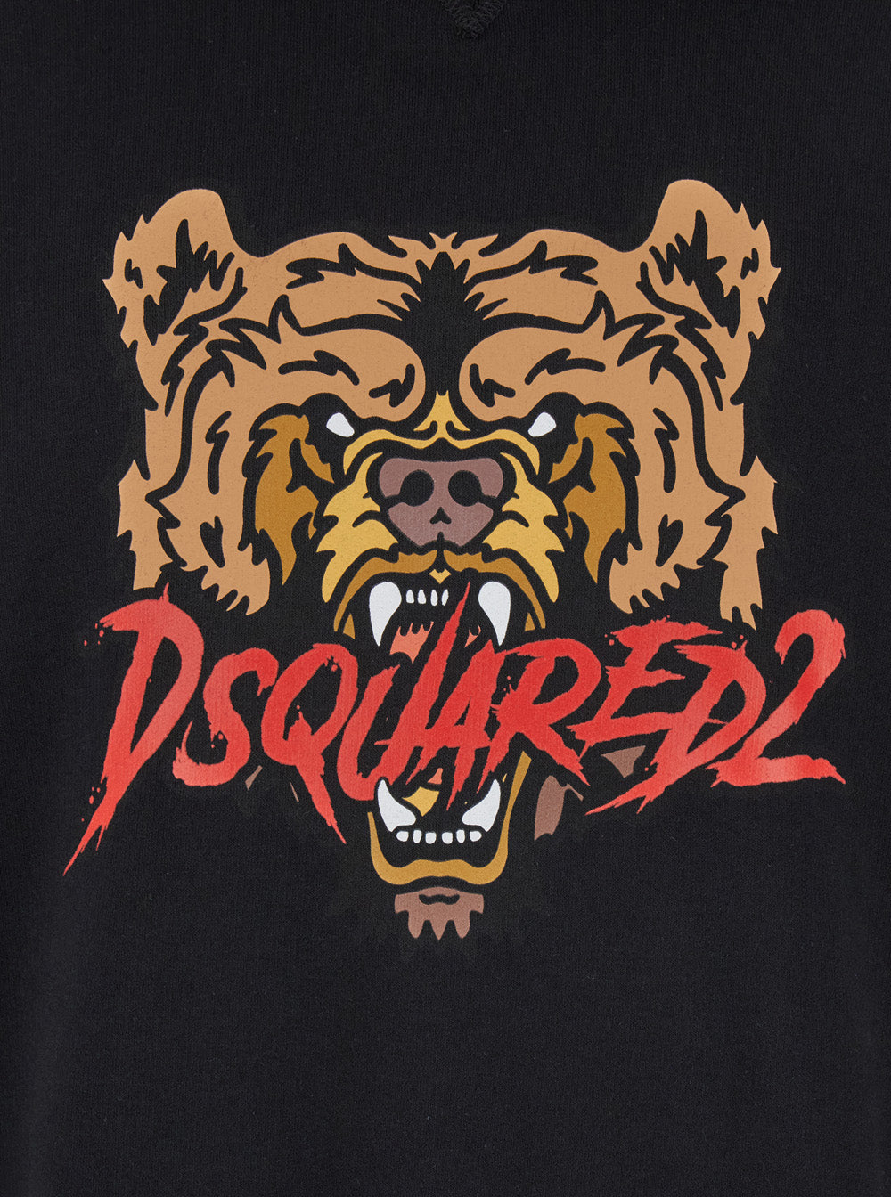 Dsquared2 Men Black Hoodie With Drawstring Hood And Maxi Logo Print On The Front In Cotton Man DSQUARED2