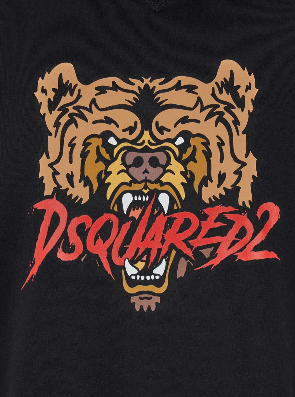 Dsquared2 Men Black Hoodie With Drawstring Hood And Maxi Logo Print On The Front In Cotton Man DSQUARED2