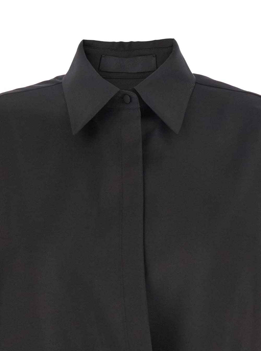 Valentino Women Black Shirt With Hidden Front Closure In Wool Blend Woman VALENTINO