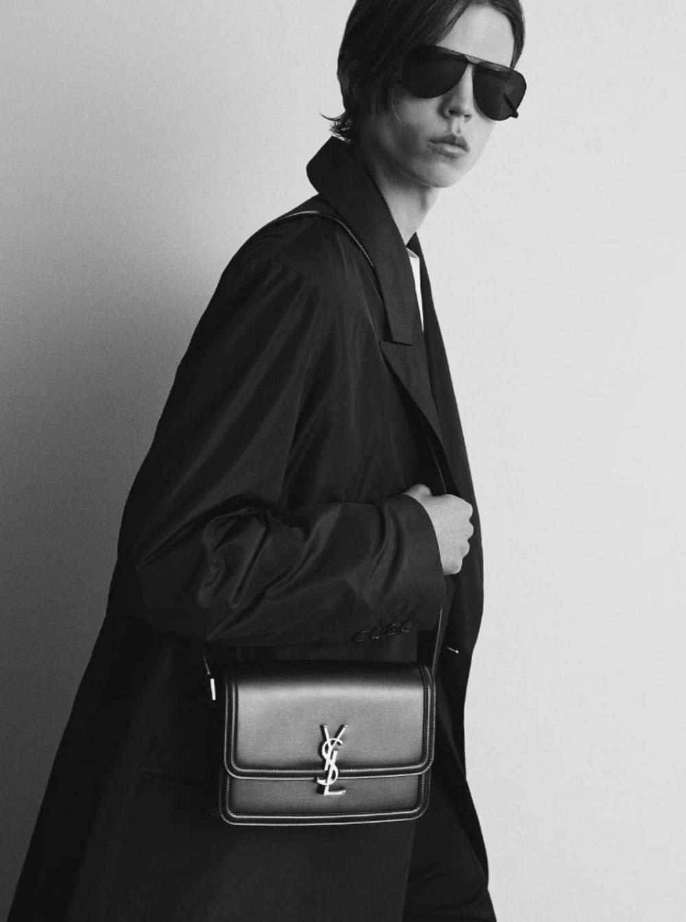 Saint Laurent Men Black Messenger Bag With Cassandre Detail In Smooth Leather Man SAINT LAURENT