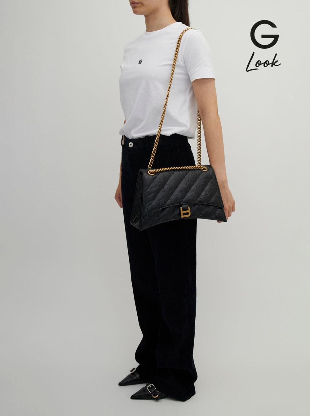 Balenciaga Women 'Crush M' Black Crossbody Bag With B Logo In Crush Quilted Leather Woman BALENCIAGA