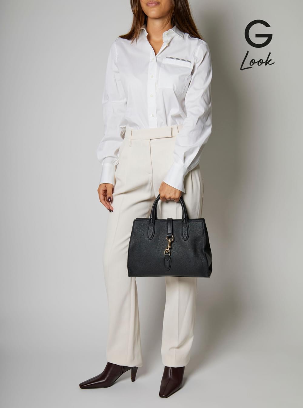 Gucci Women 'Jackie' Black Handbag With Horsebit On The Front And Removable Shoulder Strap In Leather Woman GUCCI