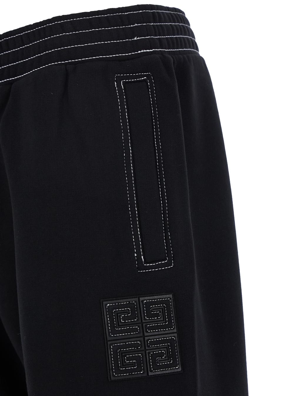 Givenchy Men Black Jogger Pants With 4G Embroidery In Cotton Man GIVENCHY