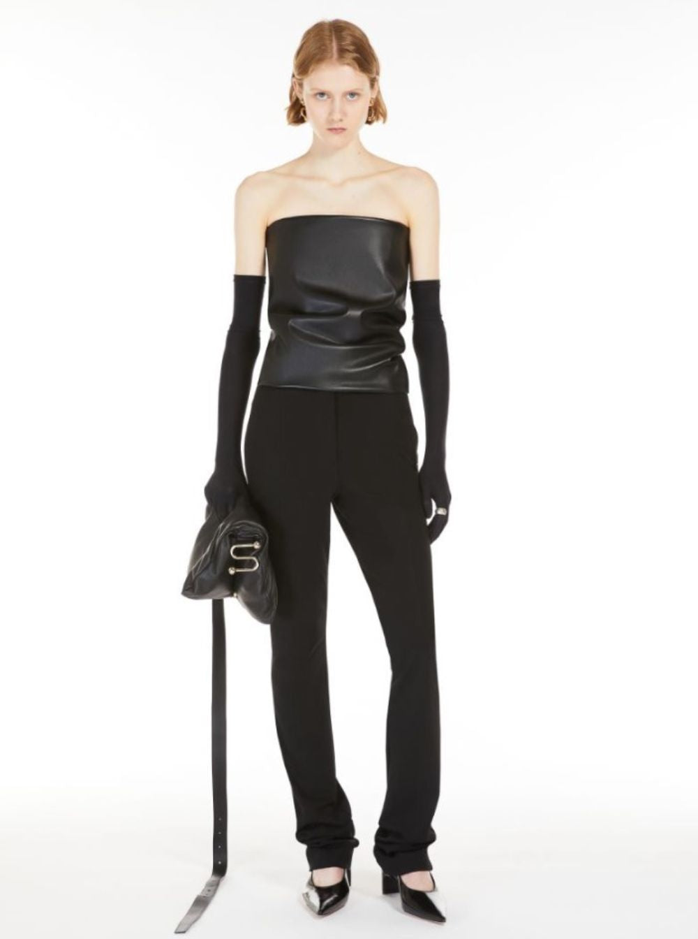 Sportmax Women 'Lindsey' Black Bandeau Top With V-Neck On The Back In Tech Fabric Woman SPORTMAX