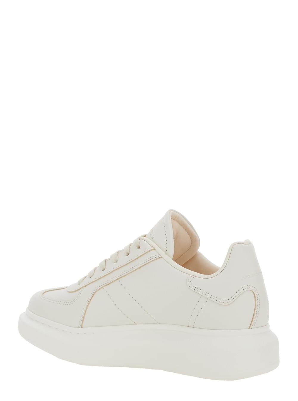 Alexander Mcqueen Women Alexander Mcqueen Women White Sneakers With Logo Patch On The Tongue And Embossed Logo On The Heel In Leather Woman ALEXANDER MCQUEEN