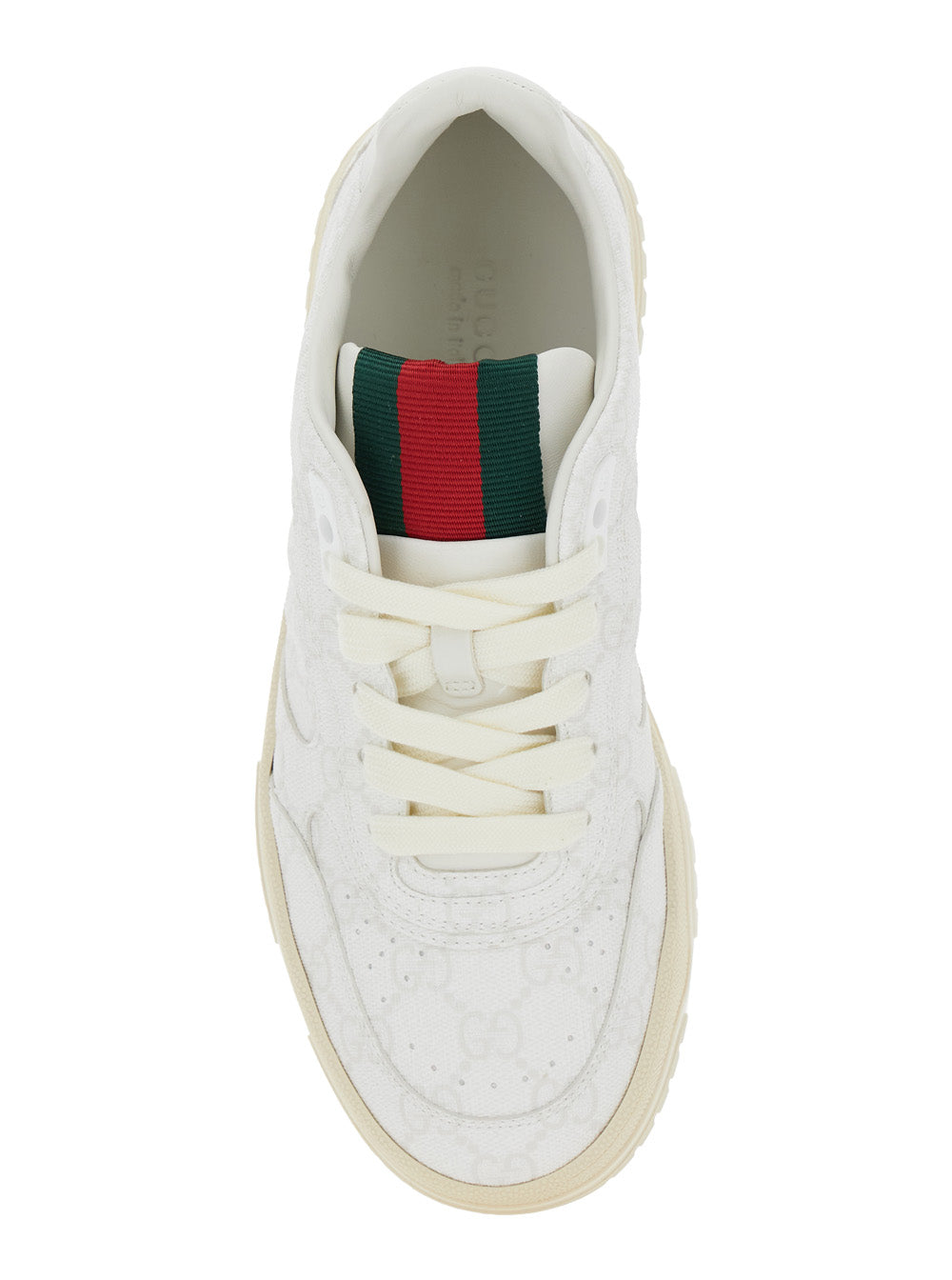 Gucci Women 'Re-Web' White Low Top Sneakers With All-Over Gg Motif In Leather Woman GUCCI