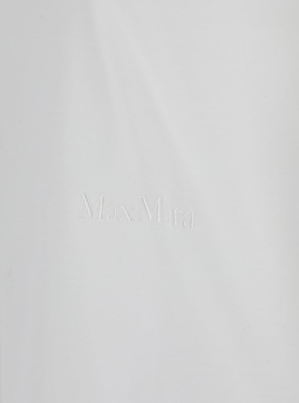 Max Mara Women 'Nerina' White Crewneck T-Shirt With Tonal Logo Lettering On The Front In Cotton Woman MAX MARA
