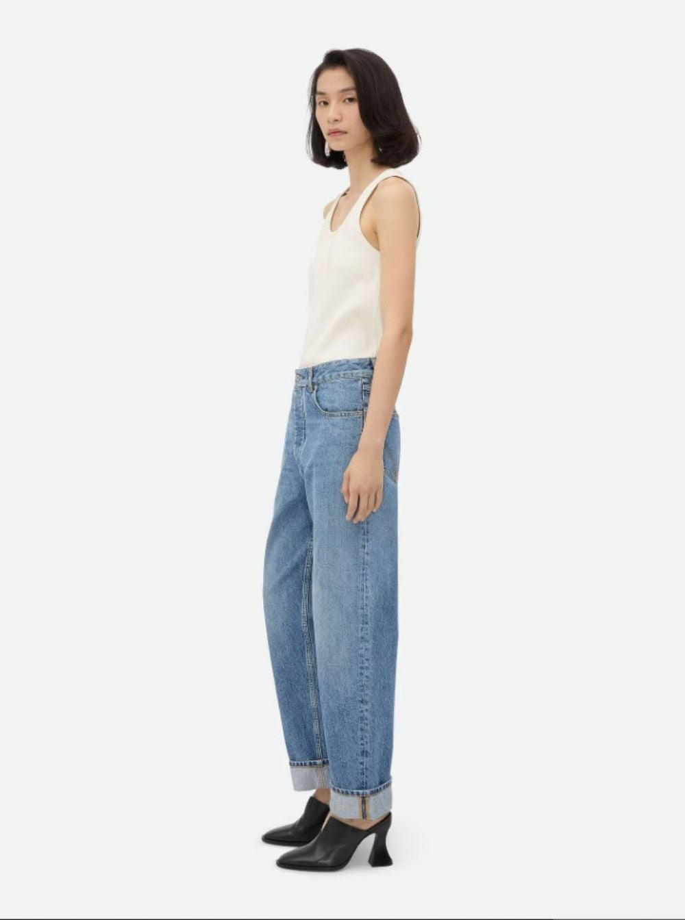 Bottega Veneta Women 'Vintage Indigo' Blue Jeans With Turn-Up Hem In Cotton Blend Woman BOTTEGA VENETA