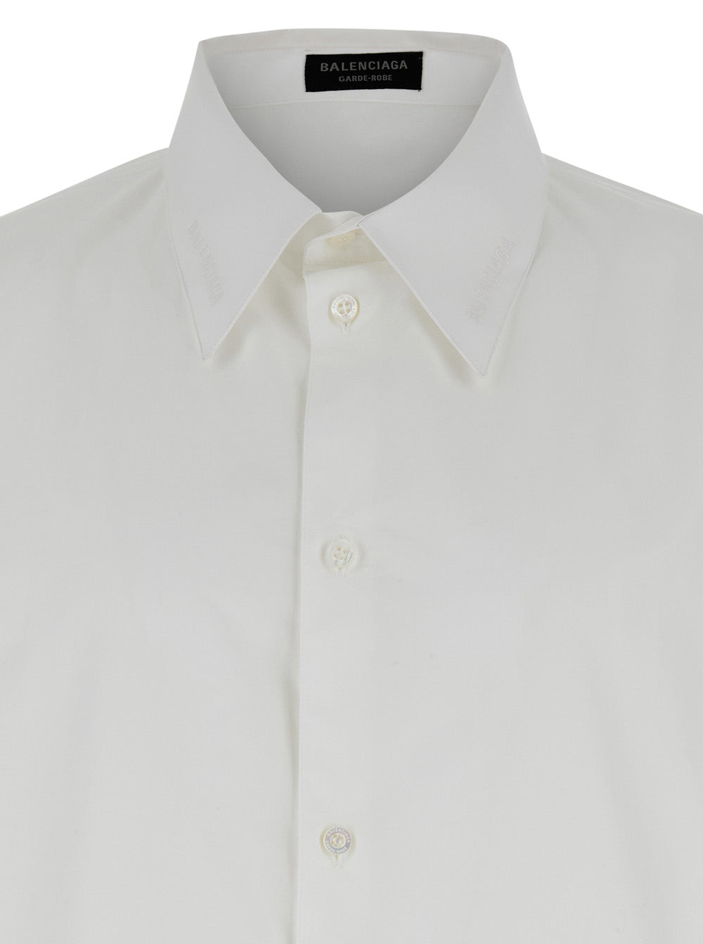 Balenciaga Men White Shirt With Pointed Collar In Cotton Man BALENCIAGA