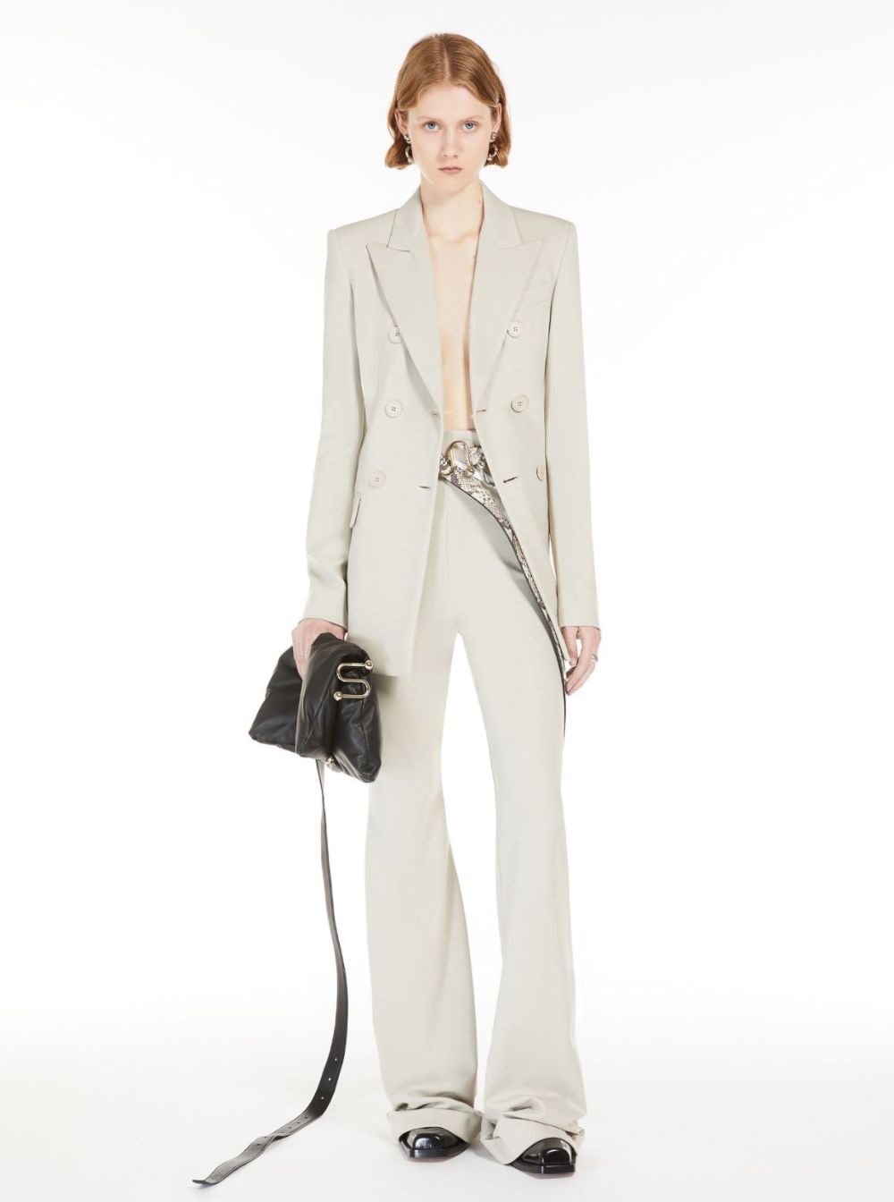 Sportmax Women 'Frizzo' Beige Double-Breasted Jacket With Peak Revers In Tech Fabric Stretch Woman SPORTMAX