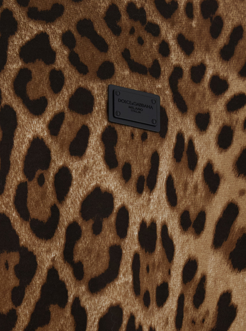 Dolce & Gabbana Men Brown T-Shirt With All-Over Leopard Motif In Cotton Man DOLCE & GABBANA