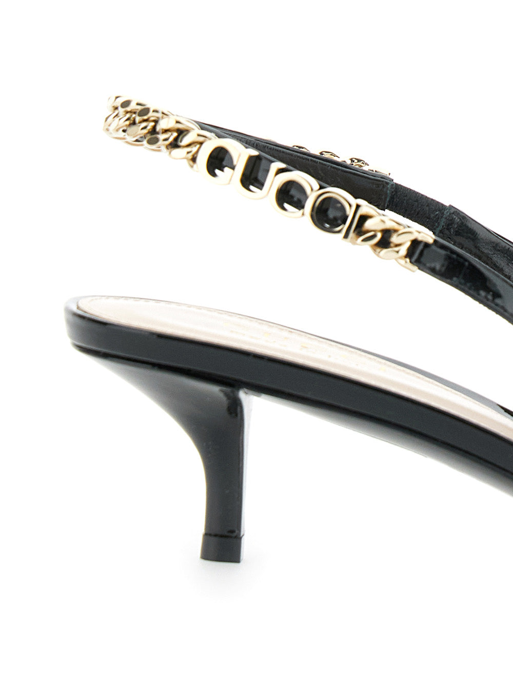 Gucci Women 'Signoria' Black Pumps With Logo Strap In Leather Woman GUCCI