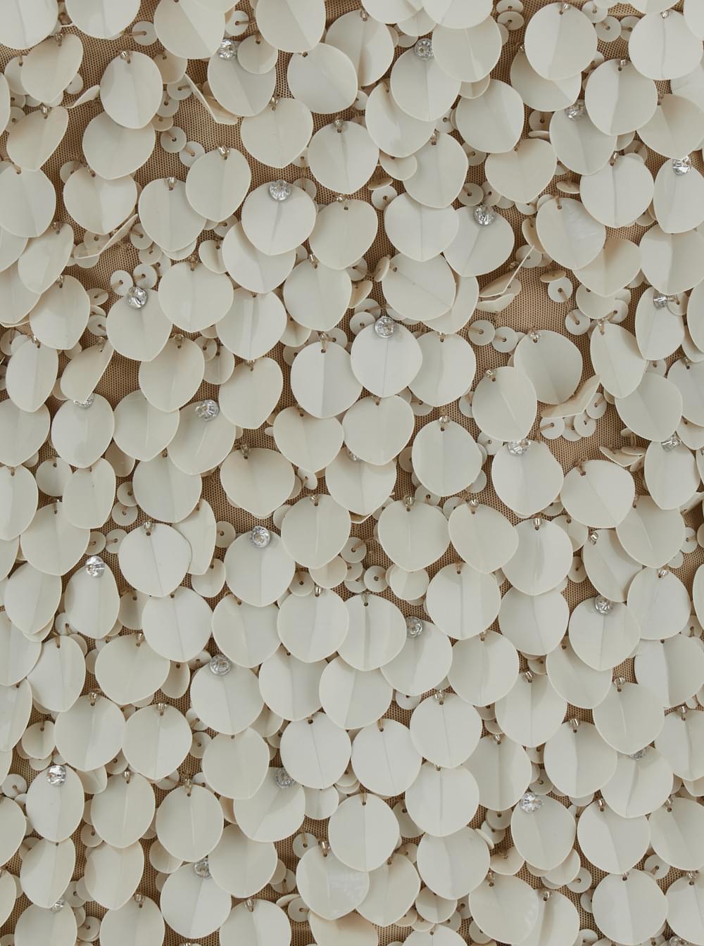 P.A.R.O.S.H. Women Beige Sleeveless Rhinestoned Top In Tech Fabric Stretch Woman P.A.R.O.S.H.