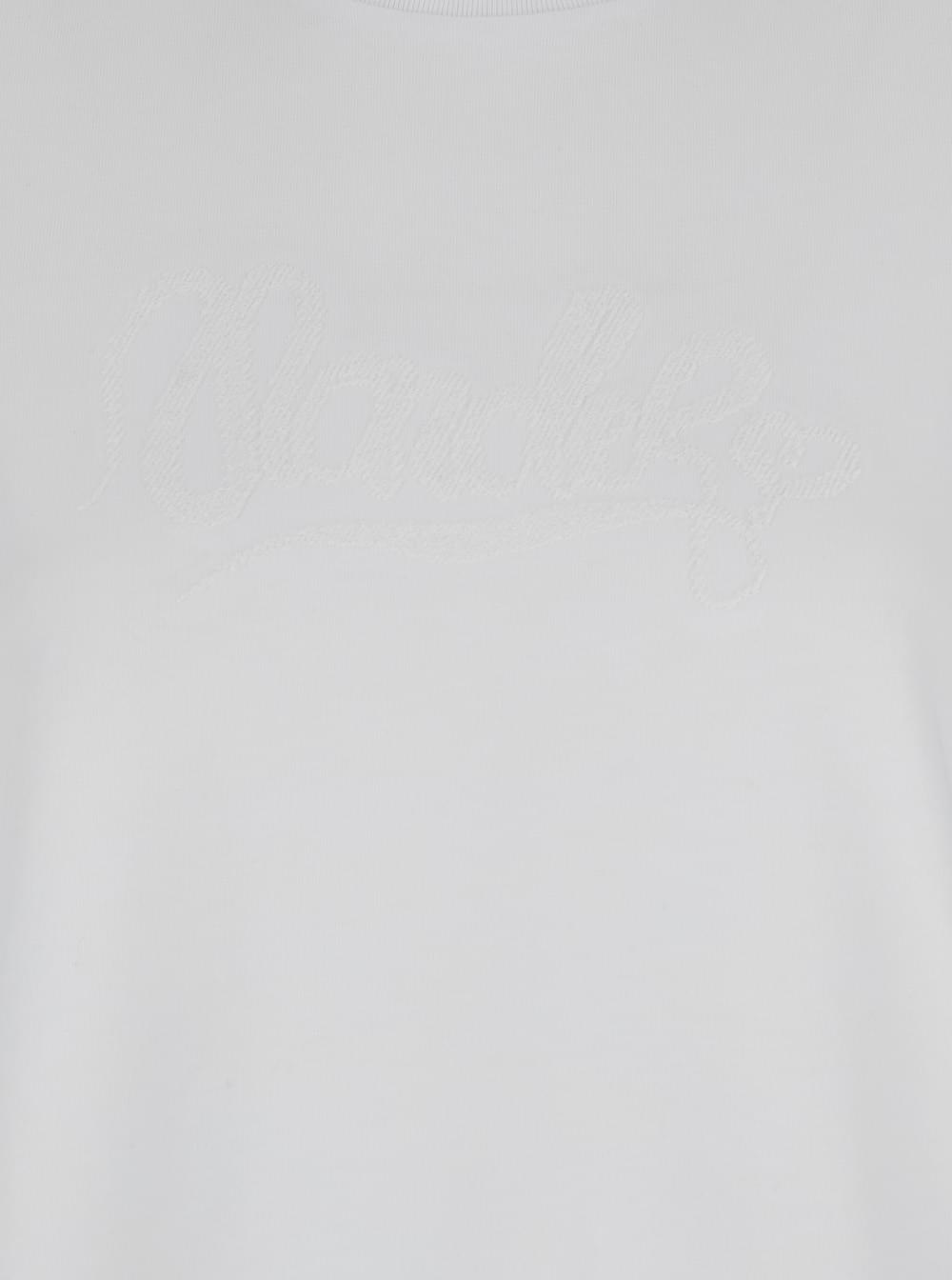 Moncler Women White T-Shirt With Logo Embroidered On The Sleeve In Cotton Woman MONCLER