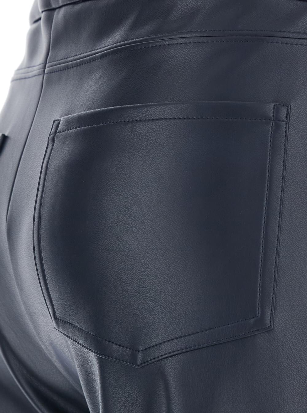 'S Maxmara Women 'Sublime' Dark Blue Pants With Flared Leg In Eco Leather Woman S MAX MARA