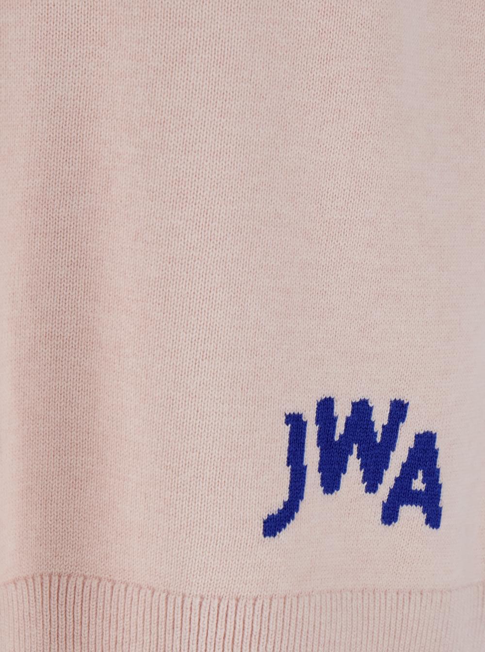 Jw Anderson Men Pink Sleeveless Vest With V Neck And Contrasting Logo Embroidery On The Front In Cotton And Cashmere Blend Man J.W. ANDERSON