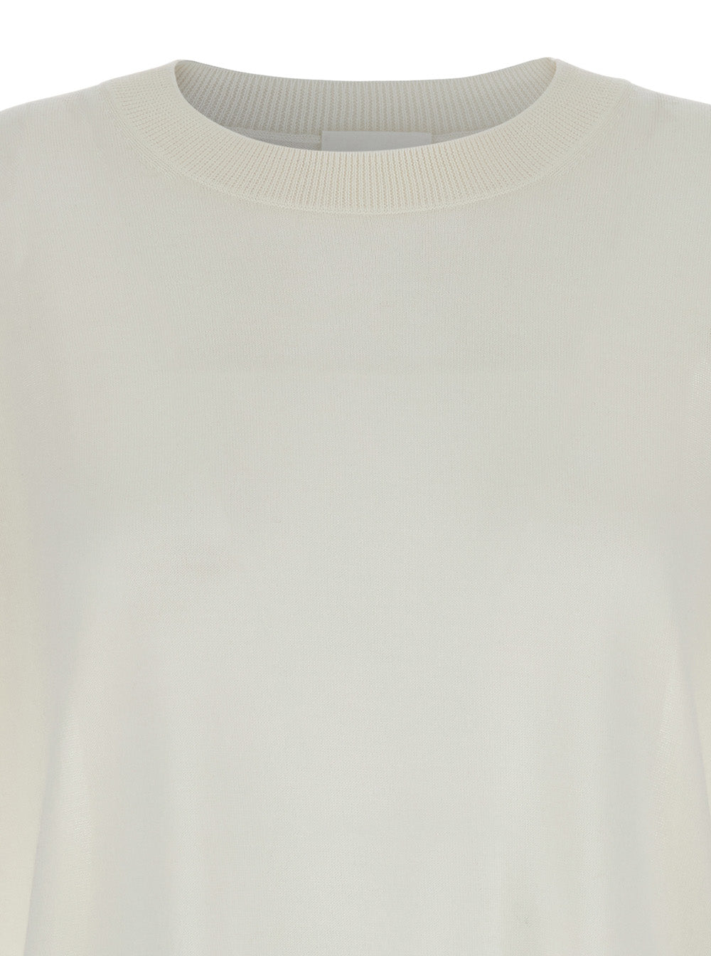 P.A.R.O.S.H. Women White Long-Sleeved Crewneck Sweater In Wool And Silk Blend Woman P.A.R.O.S.H.