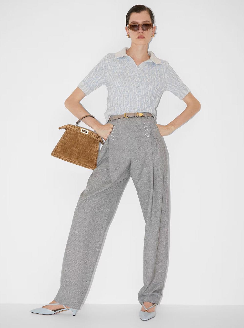 Fendi Women 'Peekaboo Iseeu Small' Brown Handbag With All-Over Ff Motif In Fabric Woman FENDI