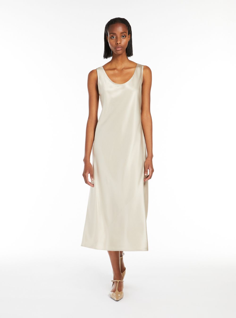 Max Mara Women 'Banji' Beige Dress With Asymmetrical Bottom In Silk Woman MAX MARA