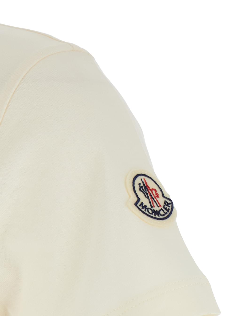 Moncler Women White T-Shirt With Embroidered Logo On The Front And Logo Patch On The Sleeve In Cotton Woman MONCLER