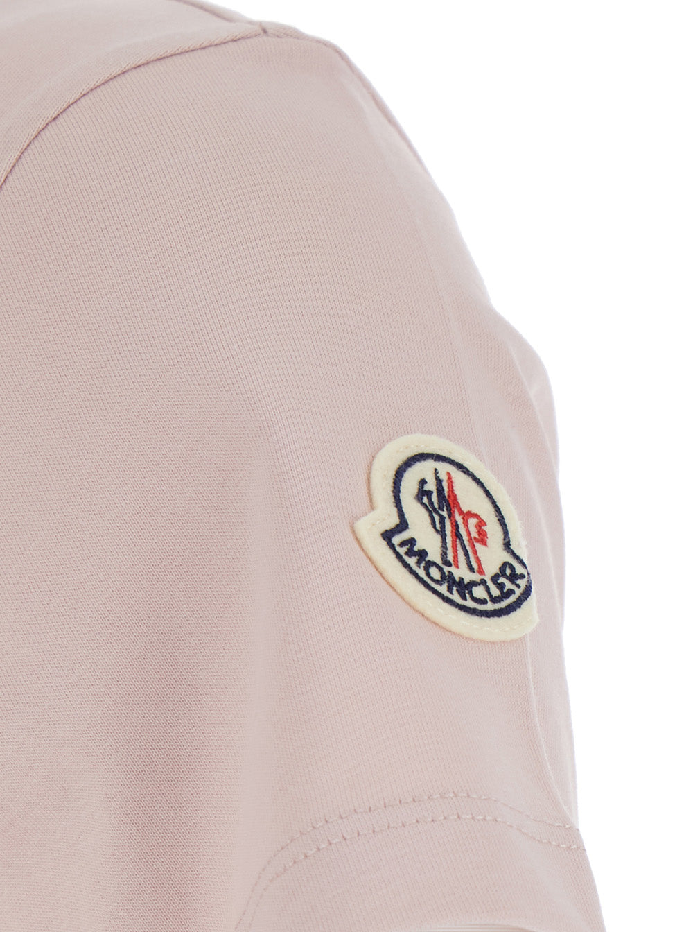 Moncler Women Pink T-Shirt With Embroidered Logo On The Front And Logo Patch On The Sleeve In Cotton Woman MONCLER
