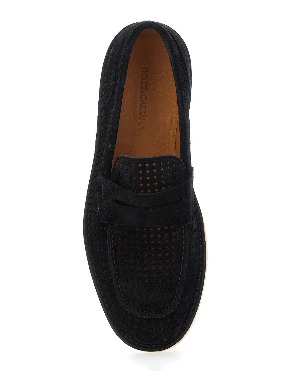 Dolce & Gabbana Men 'Florio' Black Loafers With Logo Detail On The Rear And Penny Slot In Suede Man DOLCE & GABBANA