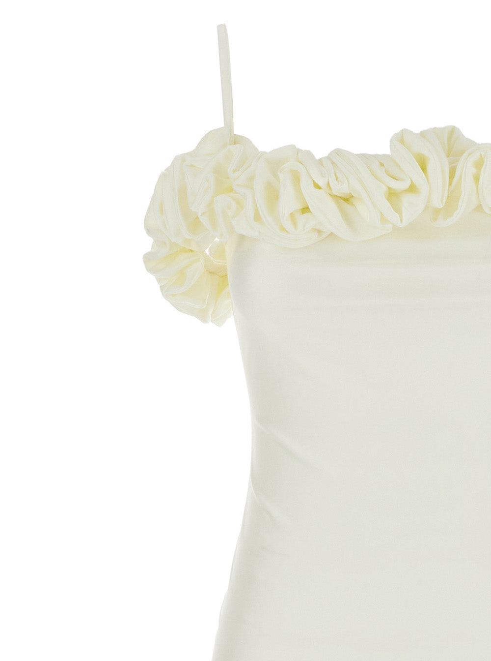 Coperni Women White Sleeveless Long Dress With Ruched Detail And Asymmetric Hem In Tech Fabric Stretch Woman COPERNI