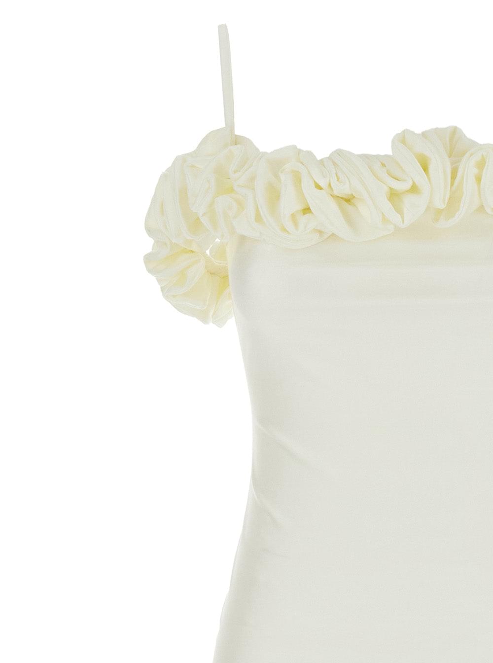 Coperni Women White Sleeveless Long Dress With Ruched Detail And Asymmetric Hem In Tech Fabric Stretch Woman COPERNI