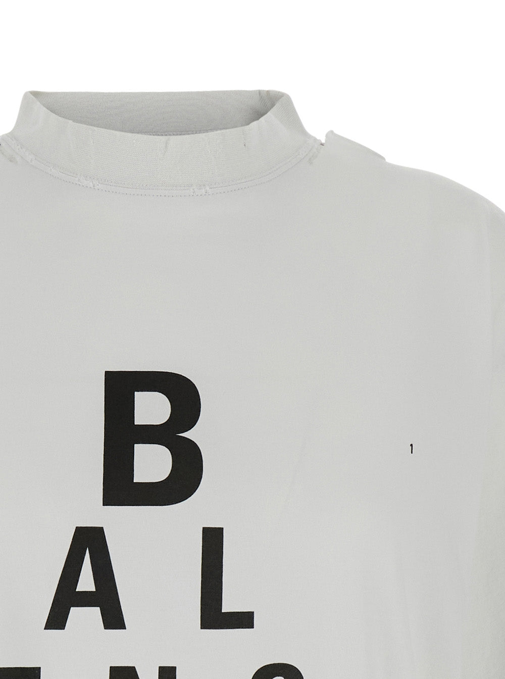 Balenciaga Women White T-Shirt With Logo Printed On The Front And Torn Details In Cotton Woman BALENCIAGA