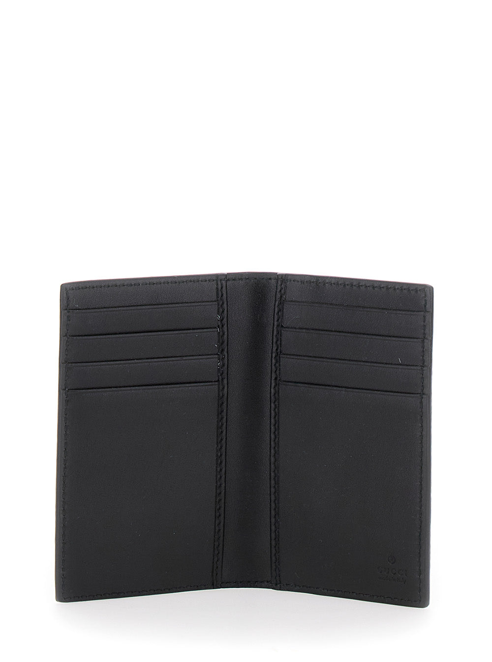 Gucci Men 'Jumbo' Grey Card Holder With Maxi Double G Logo On The Front In Grained Leather Man GUCCI