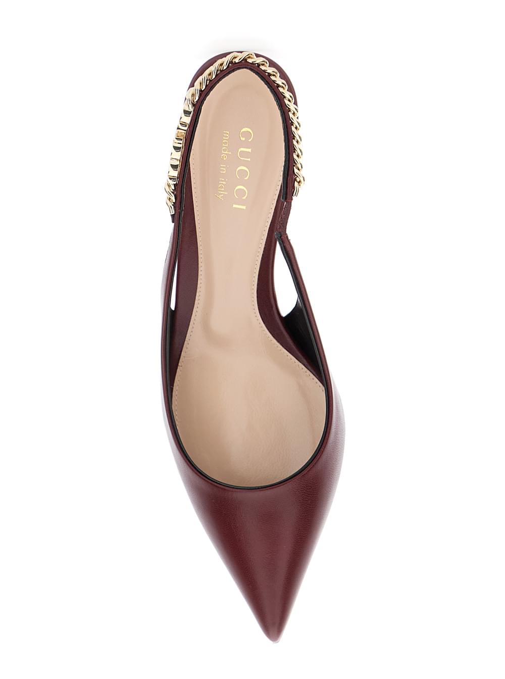 Gucci Women 'Signoria' Red Ancora Slingback Pumps With Lettering In Leather Woman GUCCI