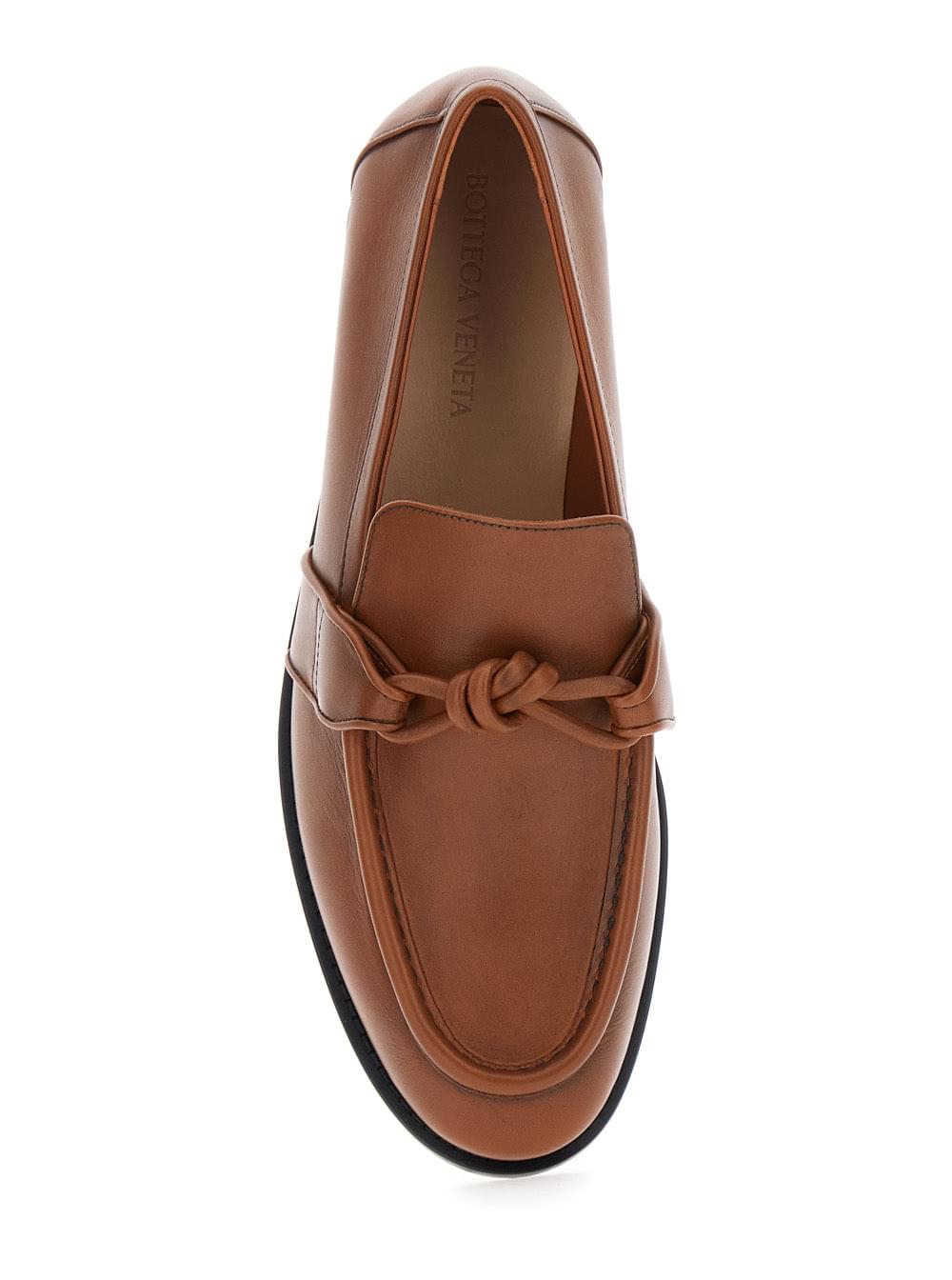 Bottega Veneta Men Brown Loafers With Knot Detail On The Front In Leather Man BOTTEGA VENETA