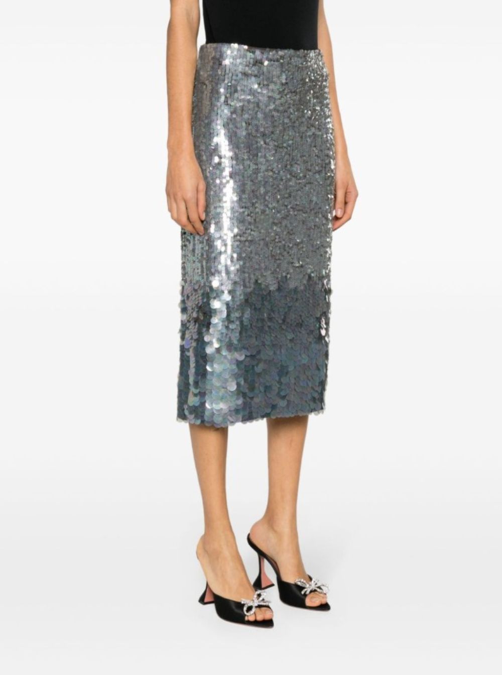 P.A.R.O.S.H. Women P.A.R.O.S.H. Women Midi Grey Skirt With All-Over Sequins In Stretch Polyamide Woman P.A.R.O.S.H.