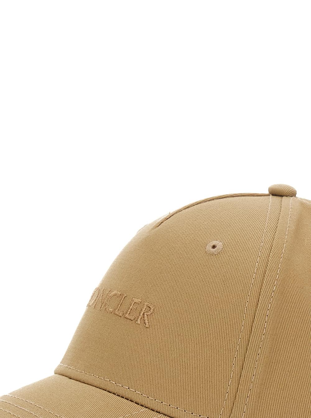 Moncler Women Beige Baseball Cap With Tone On Tone Logo Print In Cotton Woman MONCLER