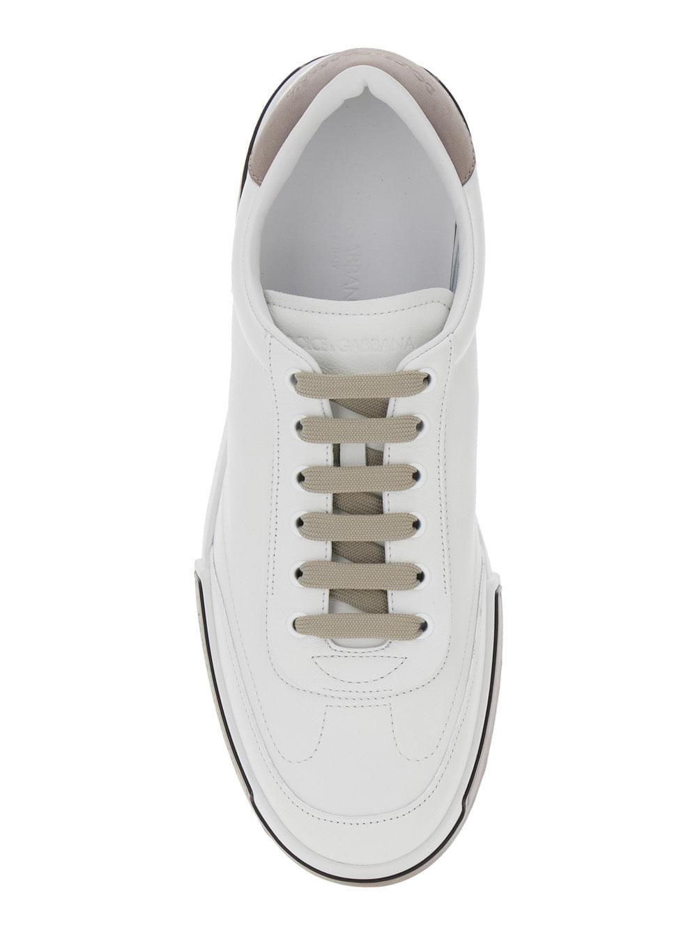 Dolce & Gabbana Men 'Portofino' White Sneaker With Logo Print On The Sole In Leather Man DOLCE & GABBANA