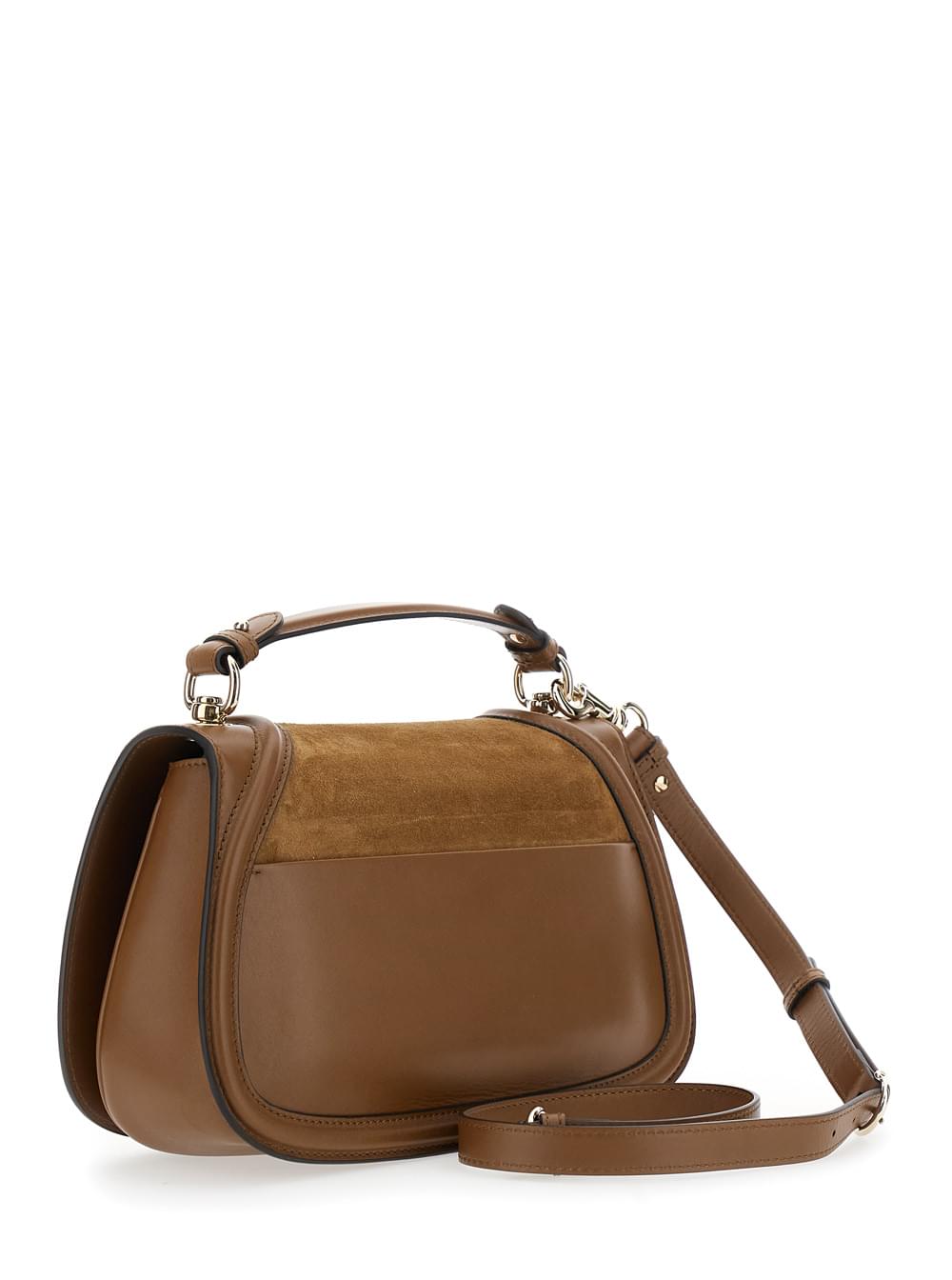 Gucci Women 'Blondie' Brown Handbag With Gg Logo Plaque On The Front In Suede Woman GUCCI