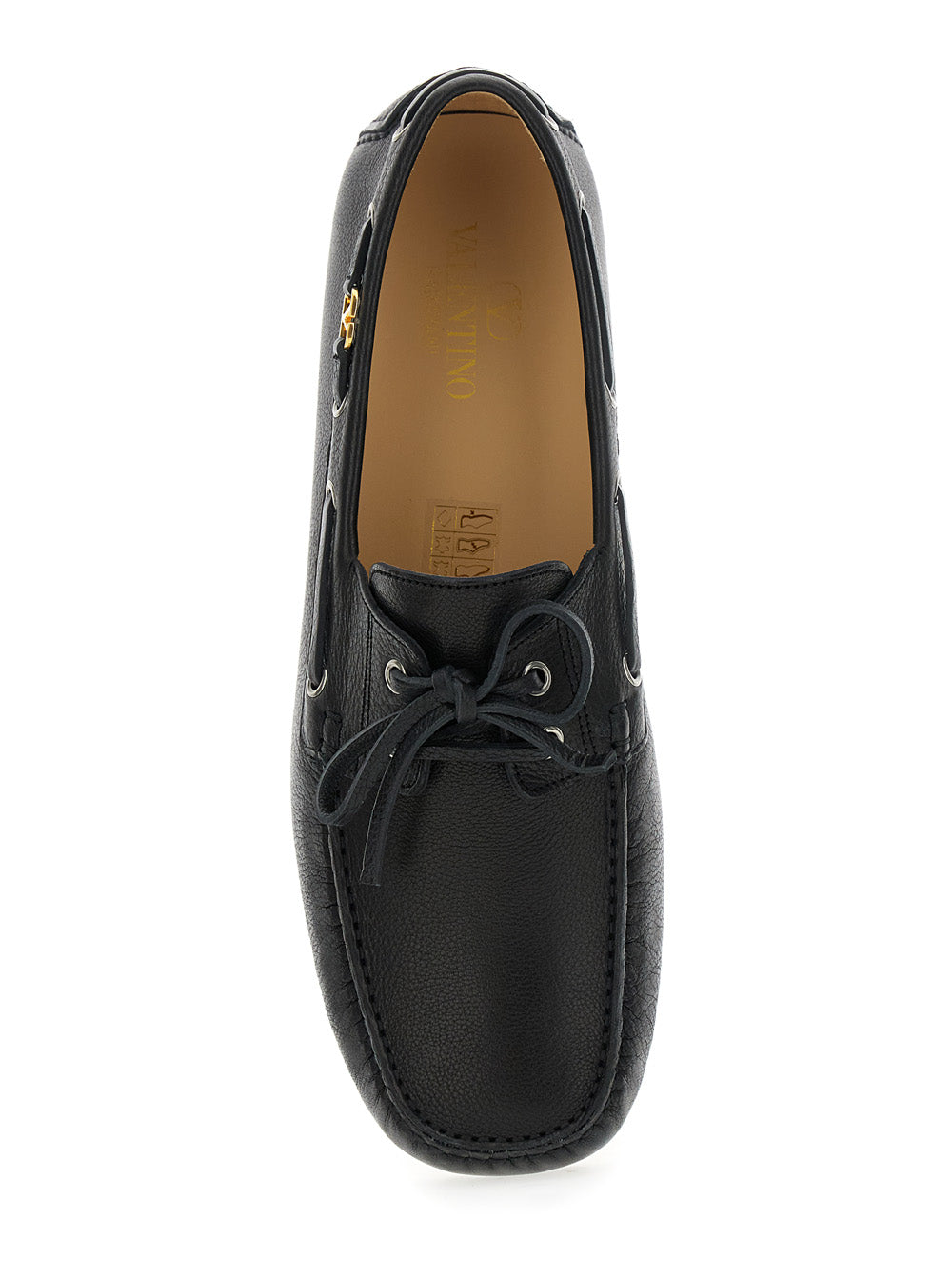 Valentino Garavani Men 'Fastaway' Black Loafers With Vlogo Plaque And Decorative Laces With Logo In Leather Man VALENTINO GARAVANI