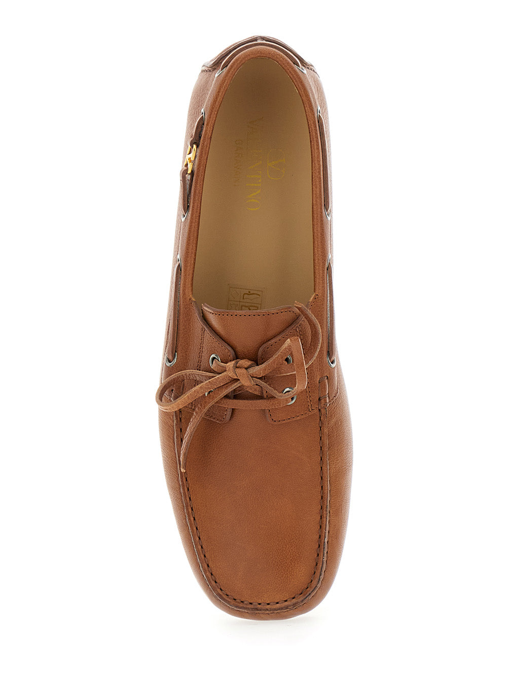 Valentino Garavani Men 'Fastaway' Brown Loafers With Vlogo Plaque And Decorative Laces With Logo In Leather Man VALENTINO GARAVANI