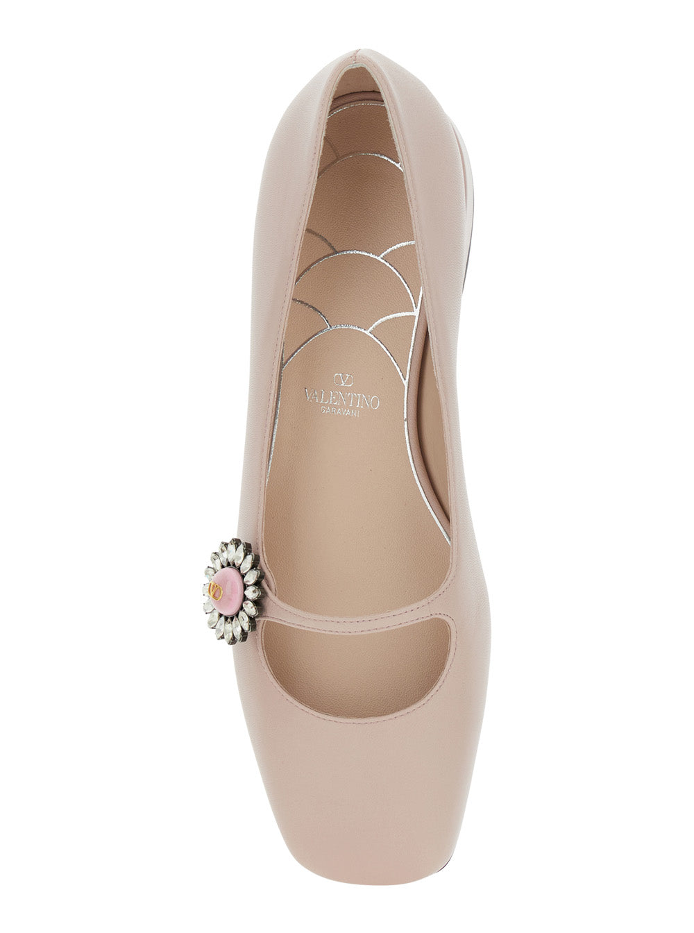 Valentino Garavani Women 'Preshoes' Pink Ballerinas With Decorative Plate And Low Laminated Heel In Leather Woman VALENTINO GARAVANI