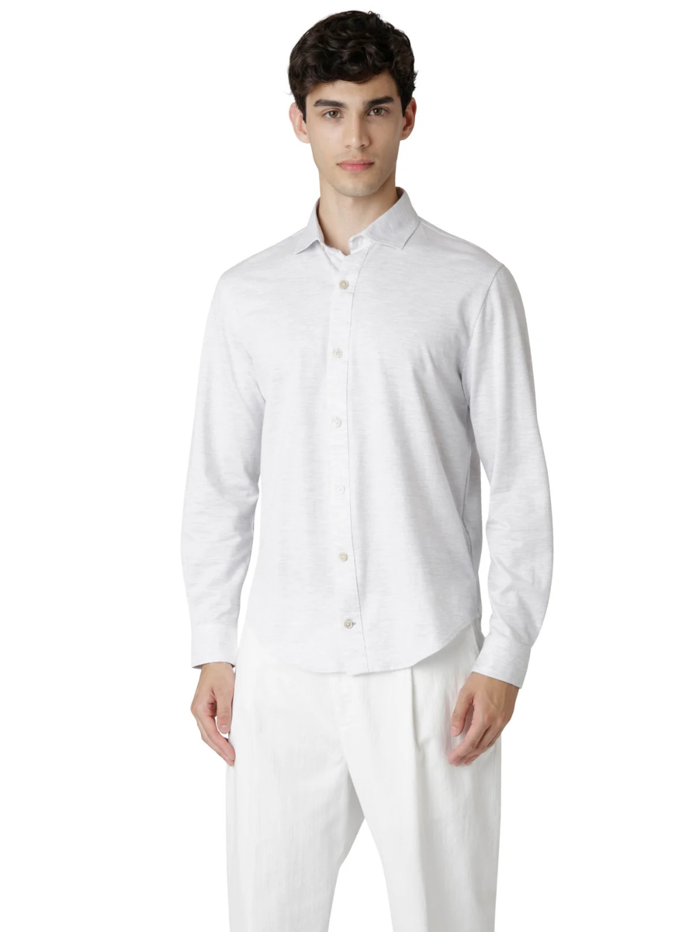 Eleventy Men Grey Shirt With Classic Collar In Cotton Man