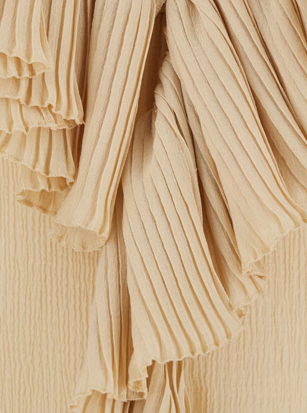 Saint Laurent Women Beige Blouse With V Neck And Ruffles On Front And Rear In Silk Woman SAINT LAURENT