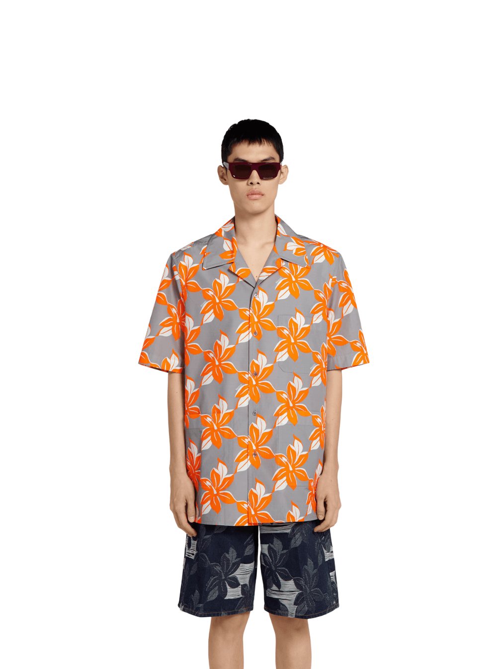Gucci Men Multicolor Bowling Shirt With Cuban Collar And All-Over Floral Print In Cotton Man GUCCI