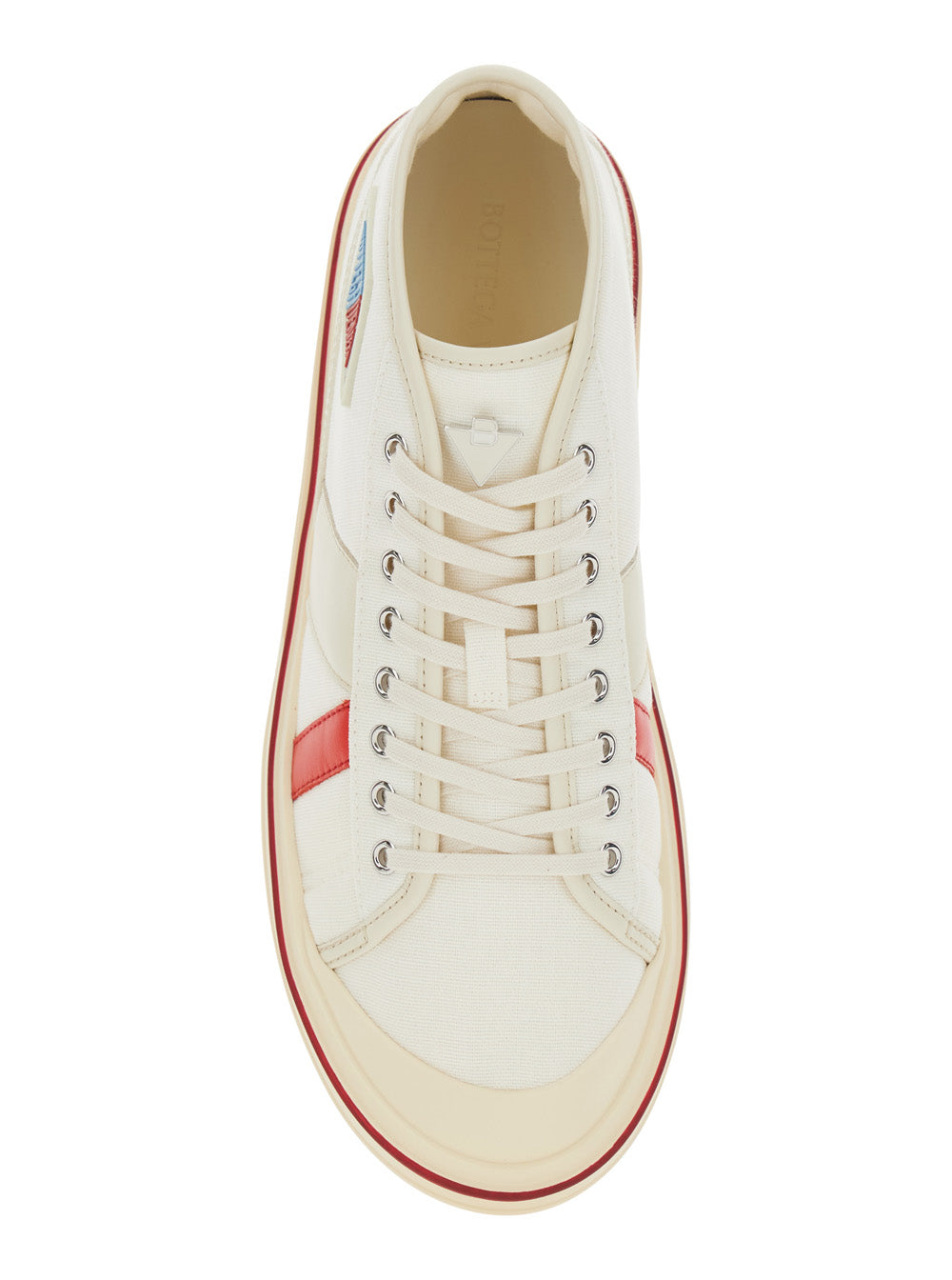 Bottega Veneta Men 'Eliot' White Sneakers With Logo Label On The Side And Leather Inserts In Cotton And Leather Blend Man BOTTEGA VENETA