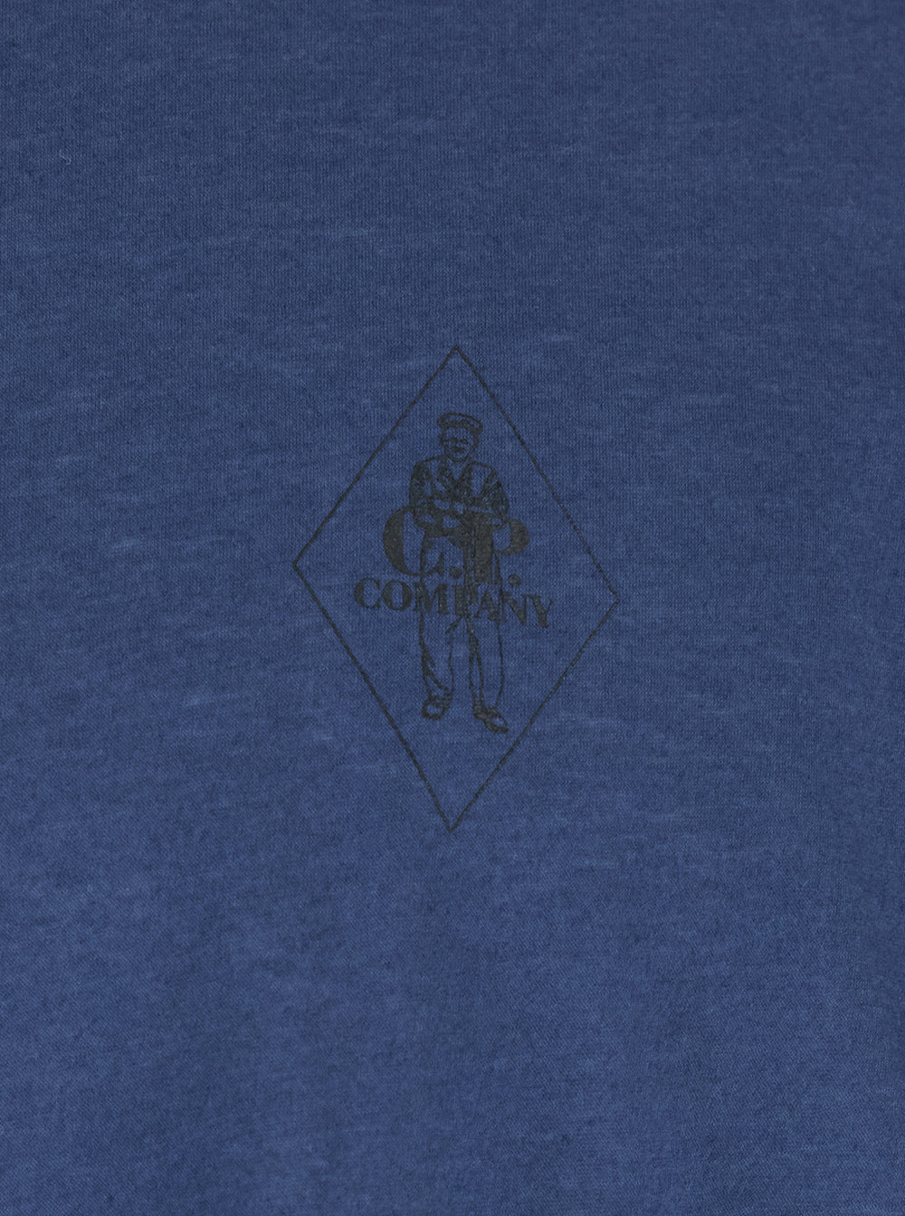 C.P. Company Men Blue Crewneck T-Shirt With Logo Embroidery On The Front In Cotton Man C.P. COMPANY