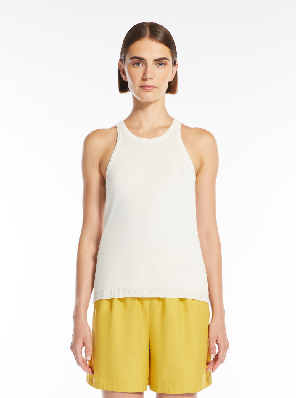 Max Mara Women 'Arness' White Sleeveless Top With Halterneck In Cotton Woman MAX MARA