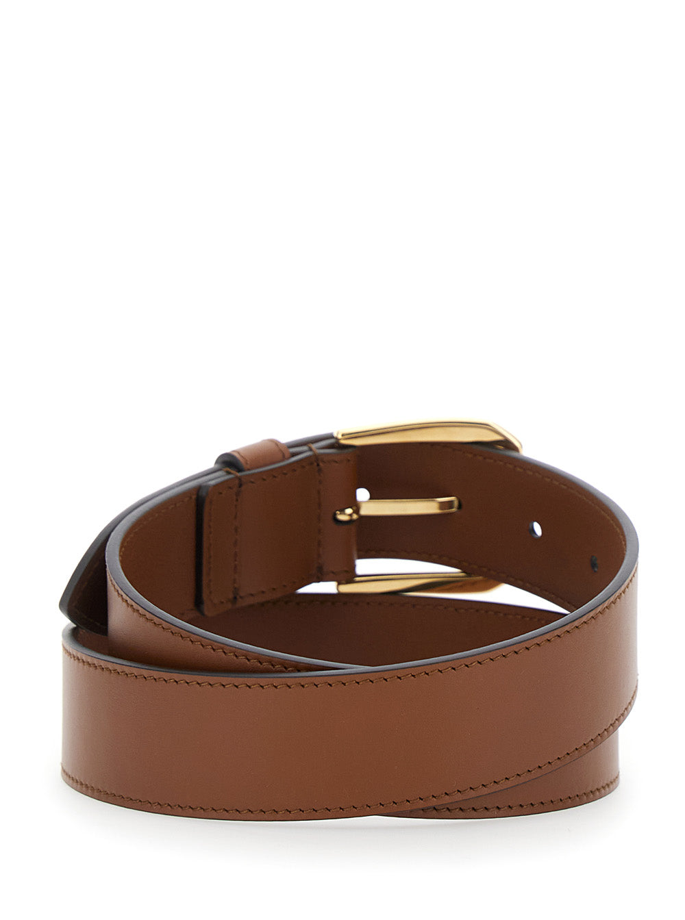 Gucci Men Brown Belt With Adjustable Buckle Cosure And Double G Logo Plaque On The Loop In Leather Man GUCCI