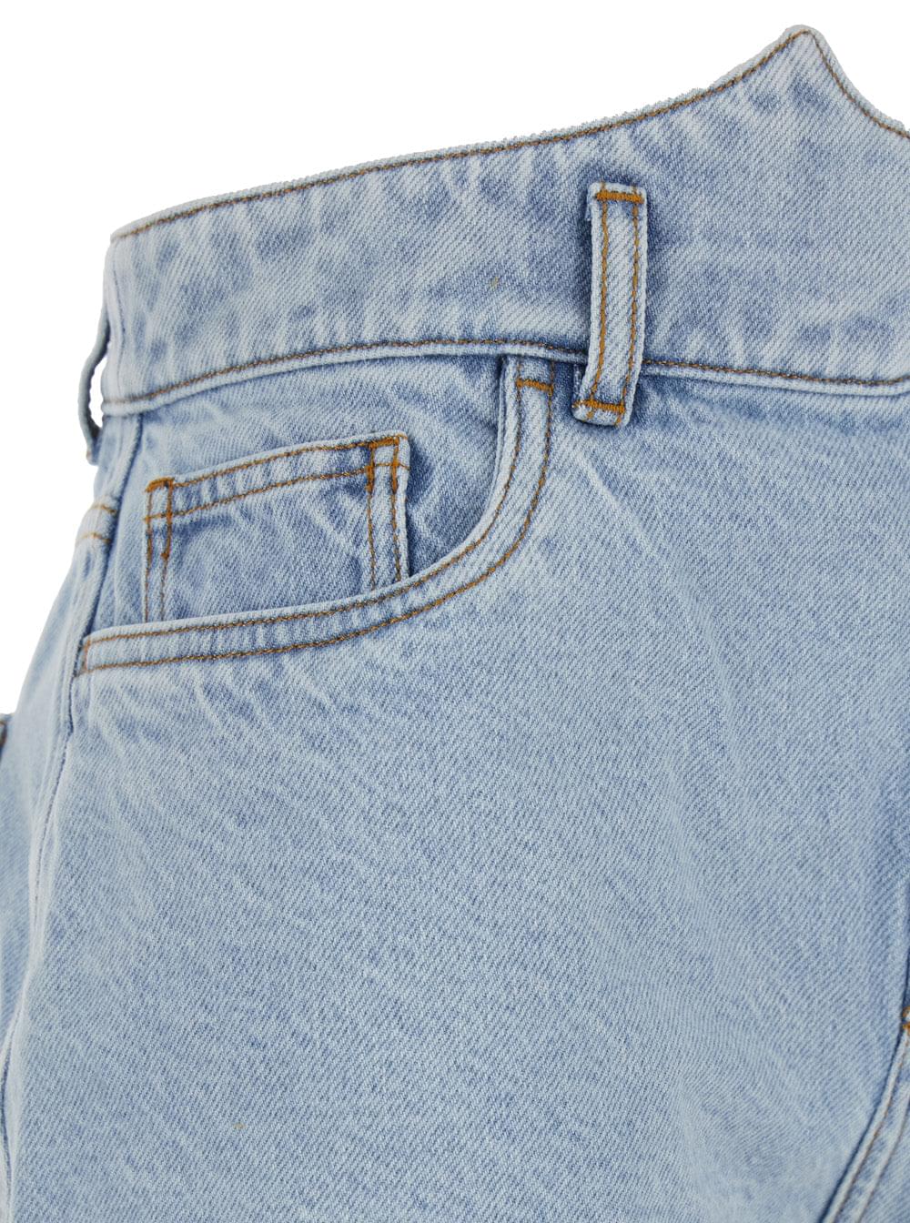 Coperni Women Blue Shorts With Crown-Shaped Design In Cotton Woman COPERNI