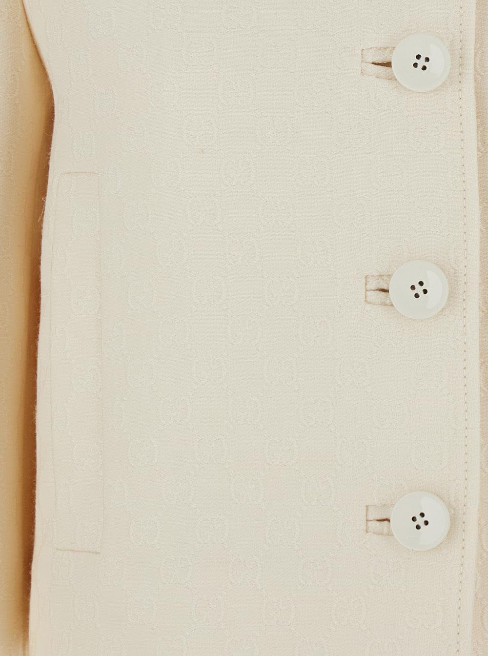 Gucci Women White Jacket With Notched Revers In Gg Canvas Woman GUCCI