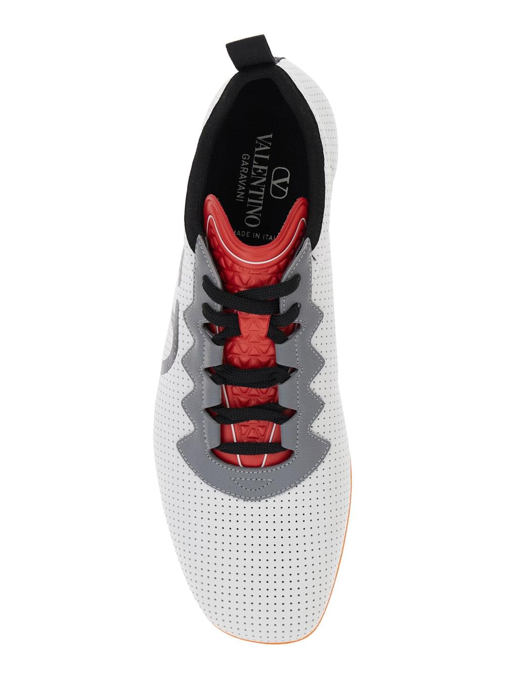 Valentino Garavani Men White Sneakers With Asymmetric Toe And Vlogo Detail On The Side In Tech Fabric Man VALENTINO GARAVANI