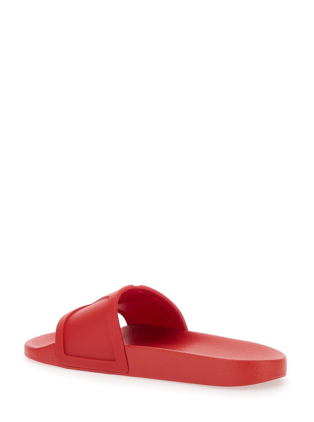 Valentino Garavani Men Red Sandals With Open Toe And Embossed Logo In Rubber Man VALENTINO GARAVANI